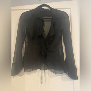 Aritzia Wilfred sheer tie ruffle top